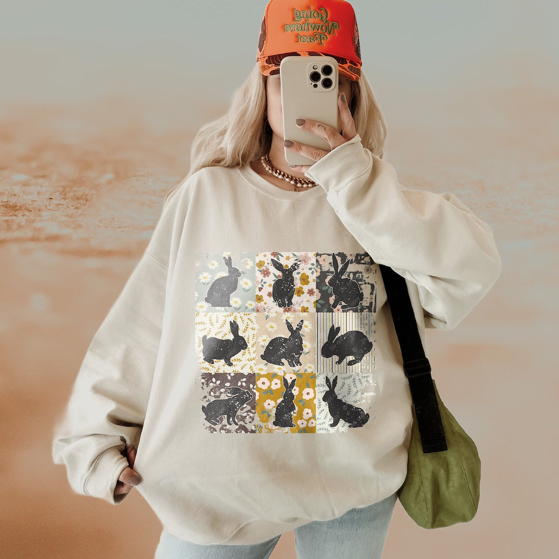 T-Shirt Or Sweatshirt Hoodie Bunnies and Daisies .