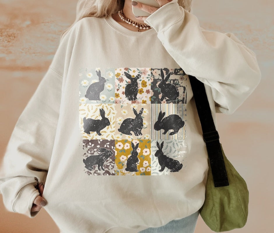 T-Shirt Or Sweatshirt Hoodie Bunnies and Daisies .