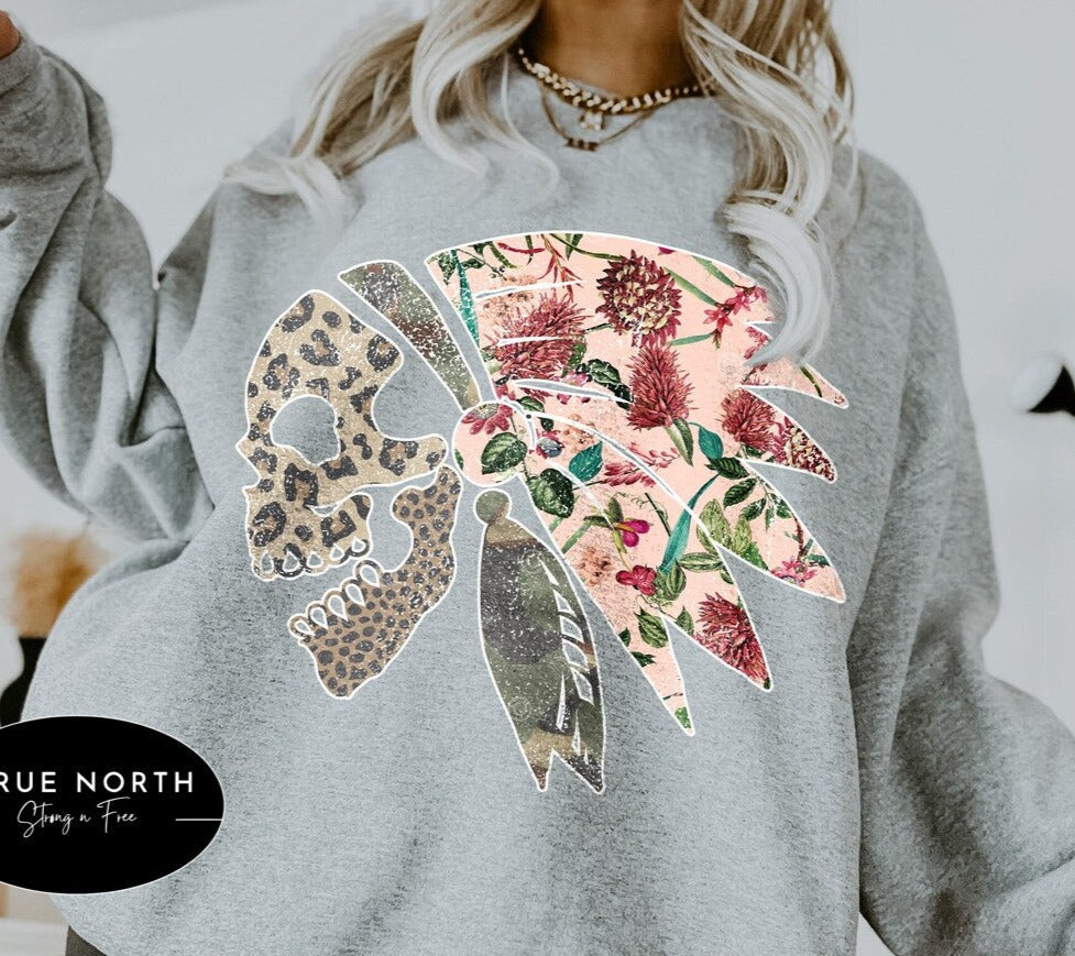 Boho Western Flower Sweatshirt Native Rustic Design for a Unique Style Keyword T-Shirt .