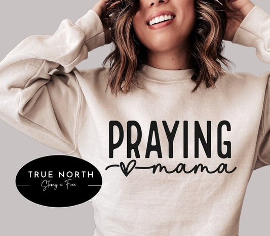 Christian Mama Praying Sweatshirt - Faith-Inspired T-Shirt for Moms .