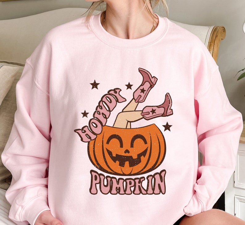 Sweatshirt T-Shirt Fall Theme Howdy Pumpkin Halloween .