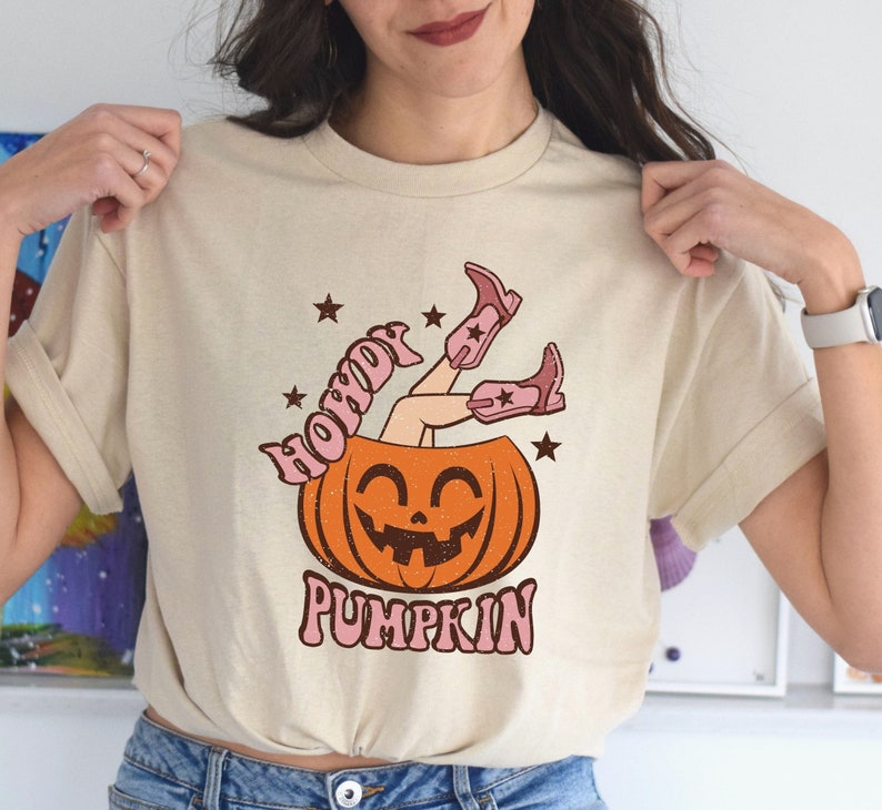 Sweatshirt T-Shirt Fall Theme Howdy Pumpkin Halloween .