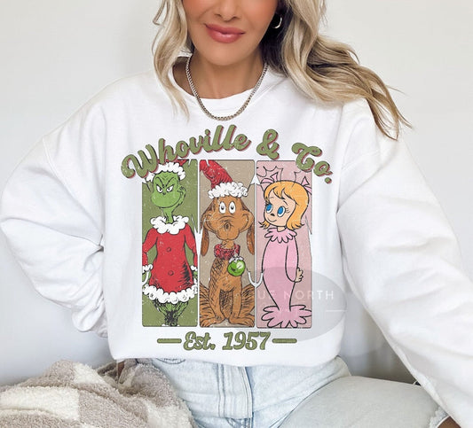 Christmas Grinch Whoville Sweatshirt or T-Shirt - Festive Holiday Clothing .