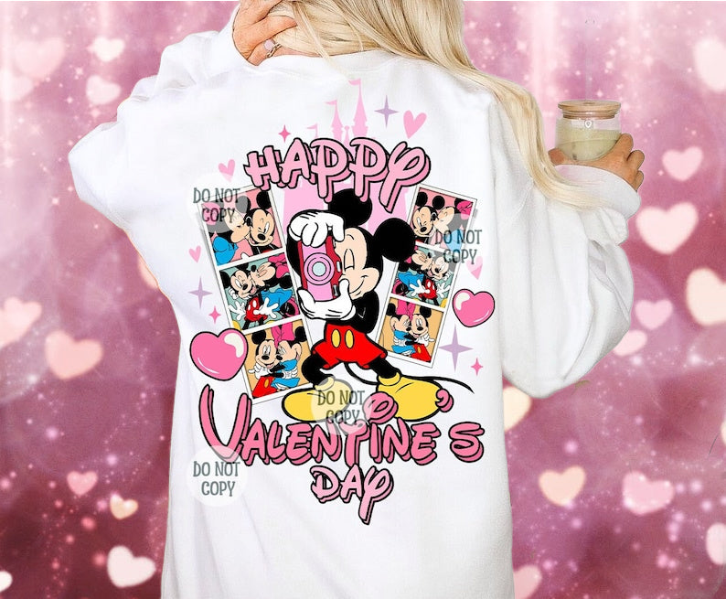 Sweatshirt Or T-Shirt Valentines Mouse Camera Jumbo Print Offered XXOO .
