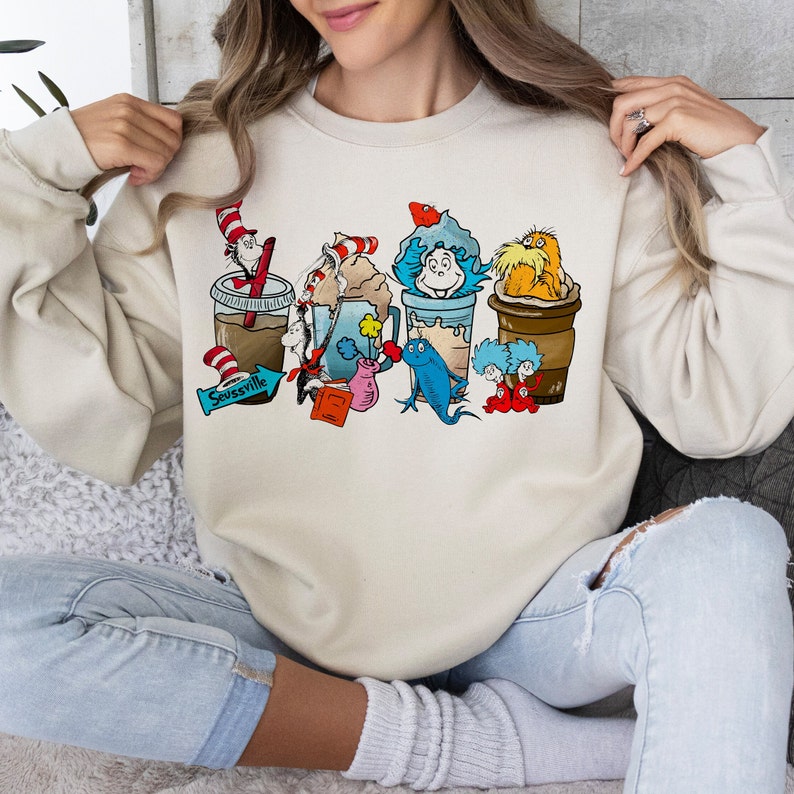 Valentines Cat In H@t Sweatshirt or T-Shirt with Coffee Cups .