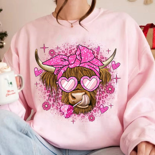 Valentines Pink Cow T-ShirtSweatshirt - Perfect Gift for Your Beloved .