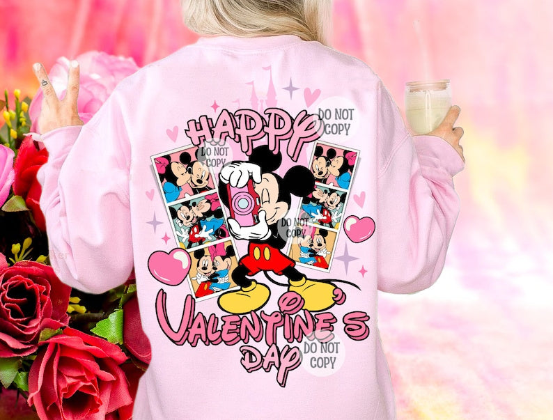 Sweatshirt Or T-Shirt Valentines Mouse Camera Jumbo Print Offered XXOO .