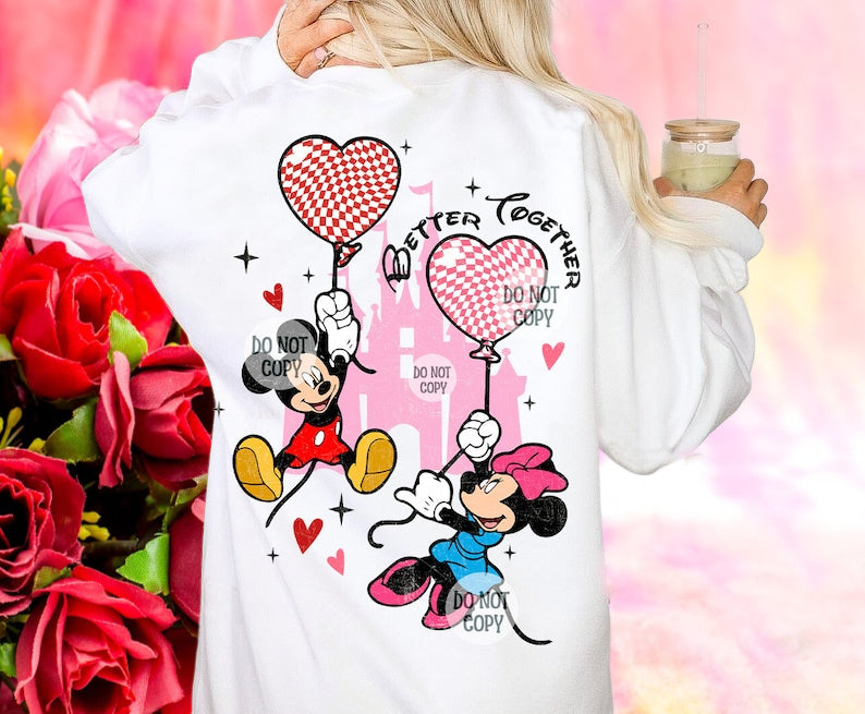 Sweatshirt Or T-Shirt Valentines Mouse Balloons Jumbo Print Offered .