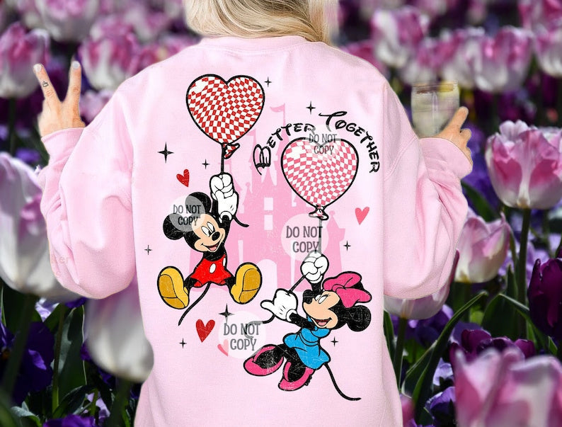 Sweatshirt Or T-Shirt Valentines Mouse Balloons Jumbo Print Offered .