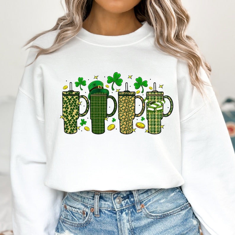 St Patricks Day Stanley Cup Tee or Sweatshirt - Celebrate in Style .