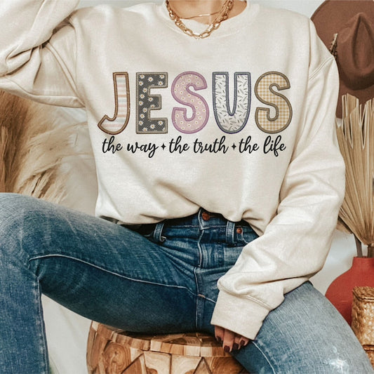 T-Shirt Sweatshirt  Easter Christian Jesus  Faux Embroidery .