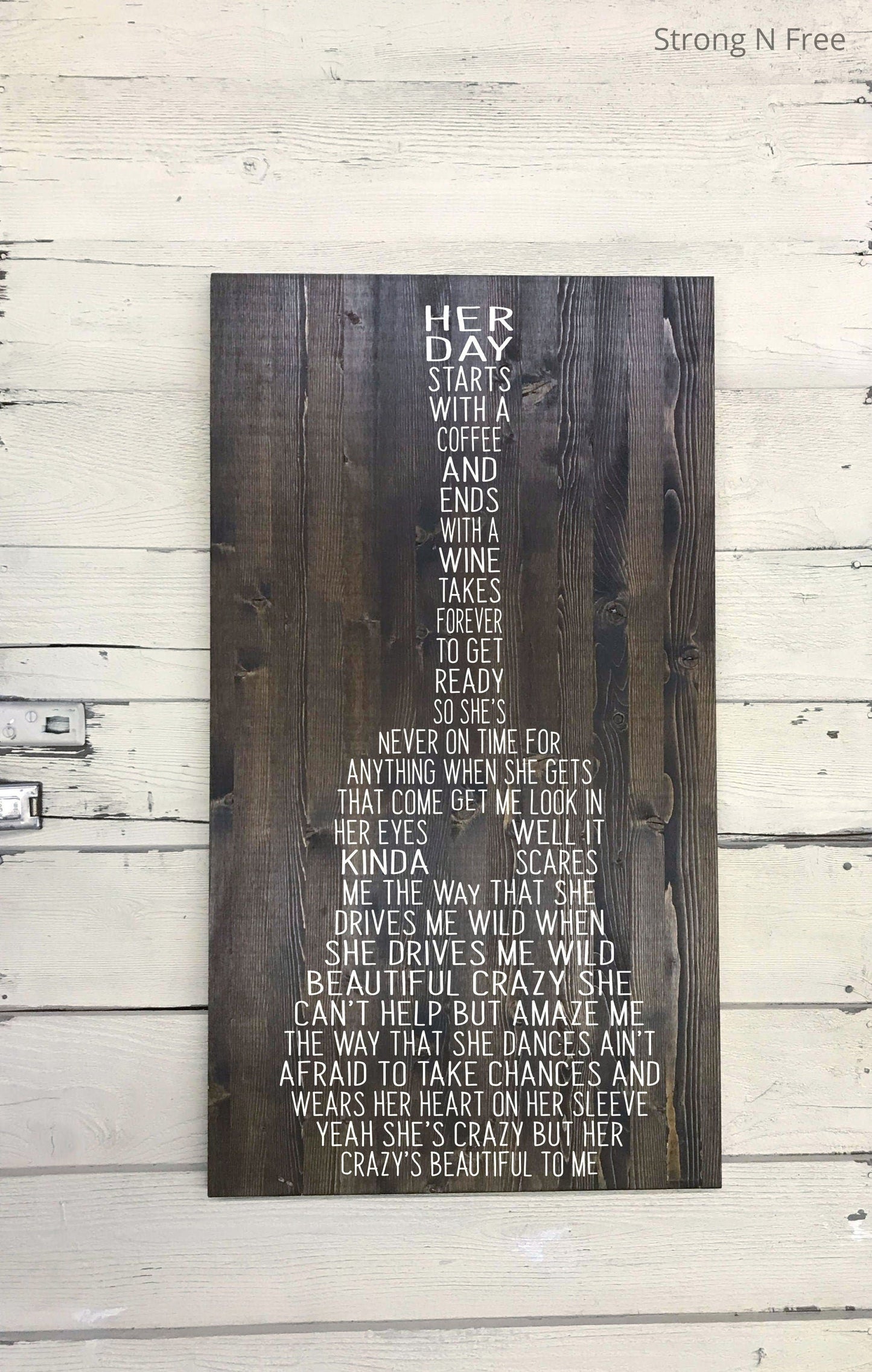 Your Crazy's Beautiful to Me, rustic farmhouse sign , country wood signs, home decor, gift for her wooden sign | guitar sign lyrics
