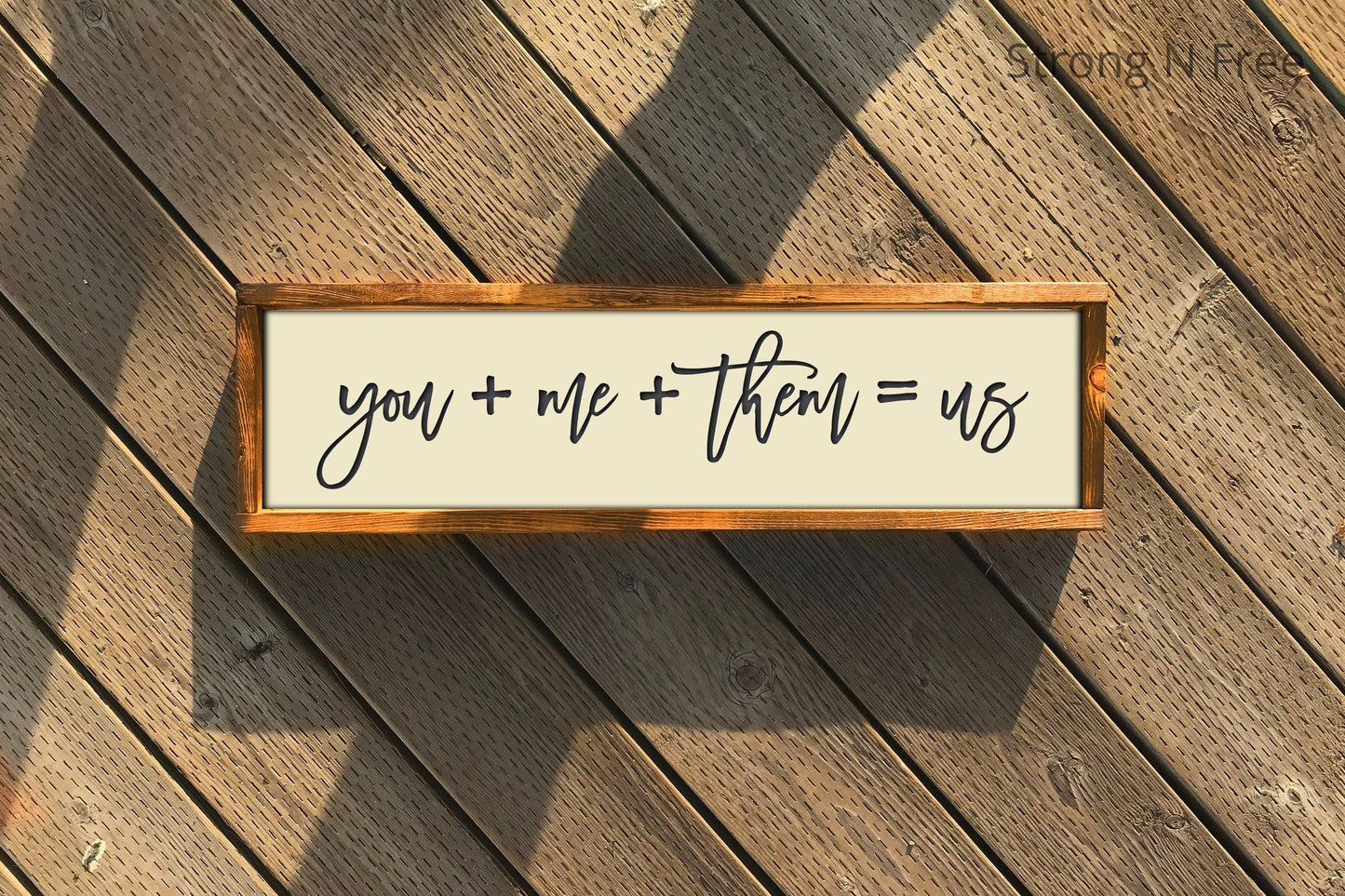 You + Me + Them = Us | Framed sign | wall hanging | home decor| Family Sign | Blended Family