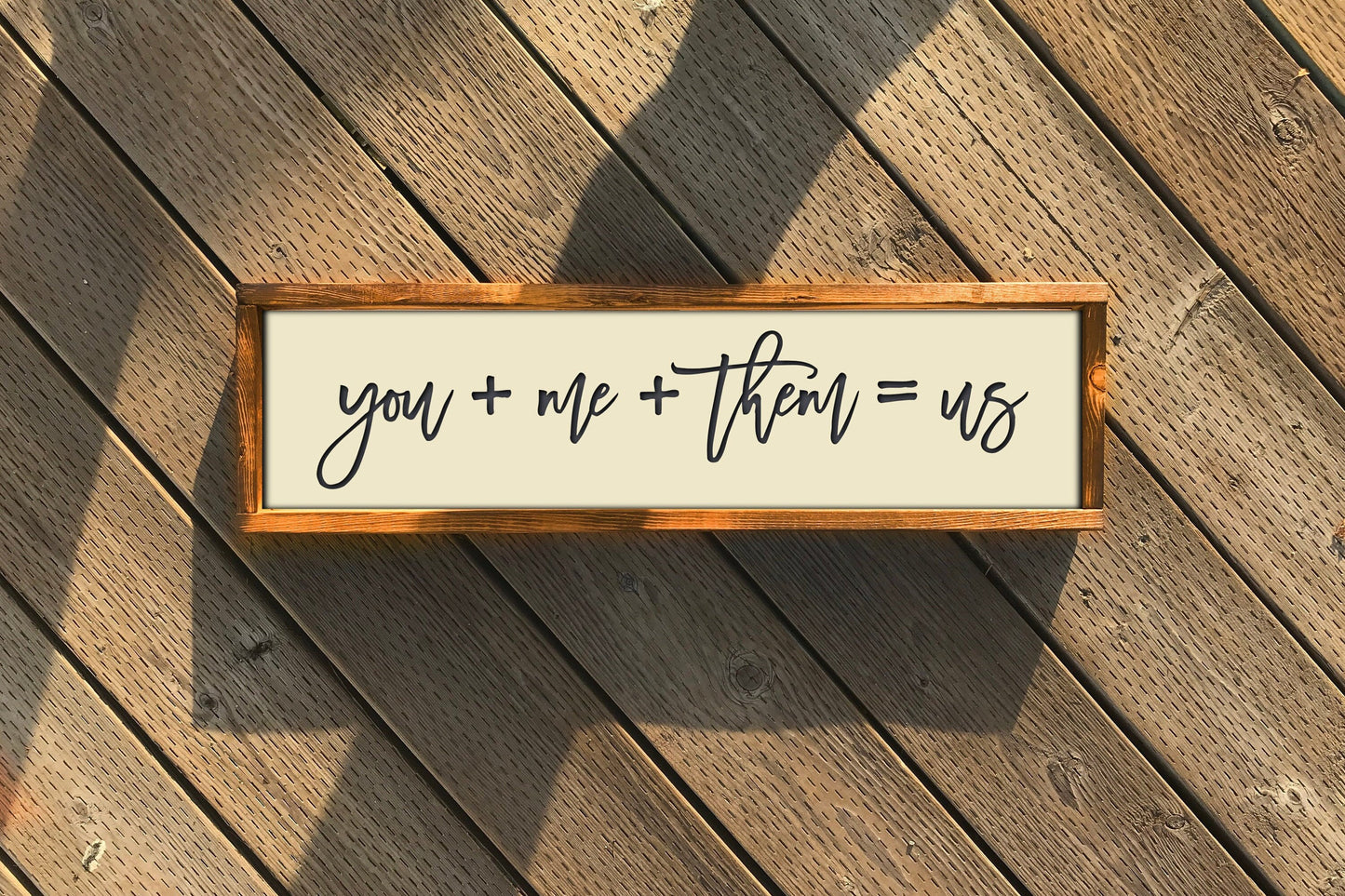 You + Me + Them = Us | Framed sign | wall hanging | home decor| Family Sign | Blended Family
