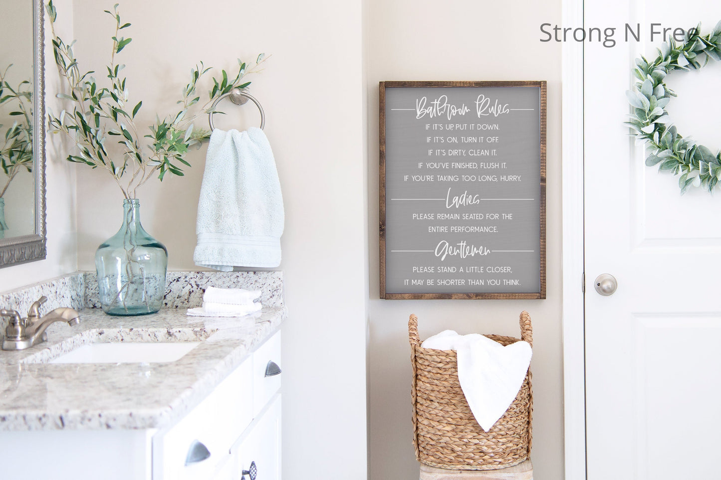 Bathroom Rules Sign | Bathroom Wall Decor | Funny Bathroom Sign | Flush the Toilet Please Remain Seated | Guest Bathroom Kids Bathroom Decor