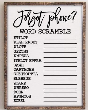 Bathroom word search, Forgot your phone bathroom sign, Funny bathroom wall art, Wood sign home