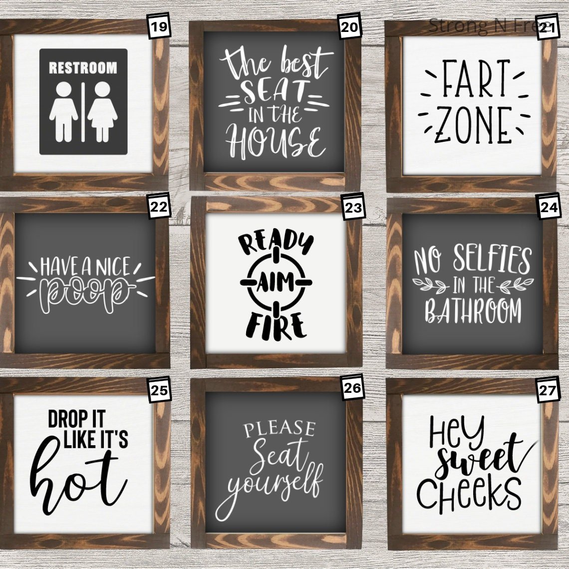 Bathroom Mini Collection Sign. Farmhouse Bathroom, Bathroom Shelf Decor, Funny Bathroom Sign, Framed Mini Sign, Bathroom Mini