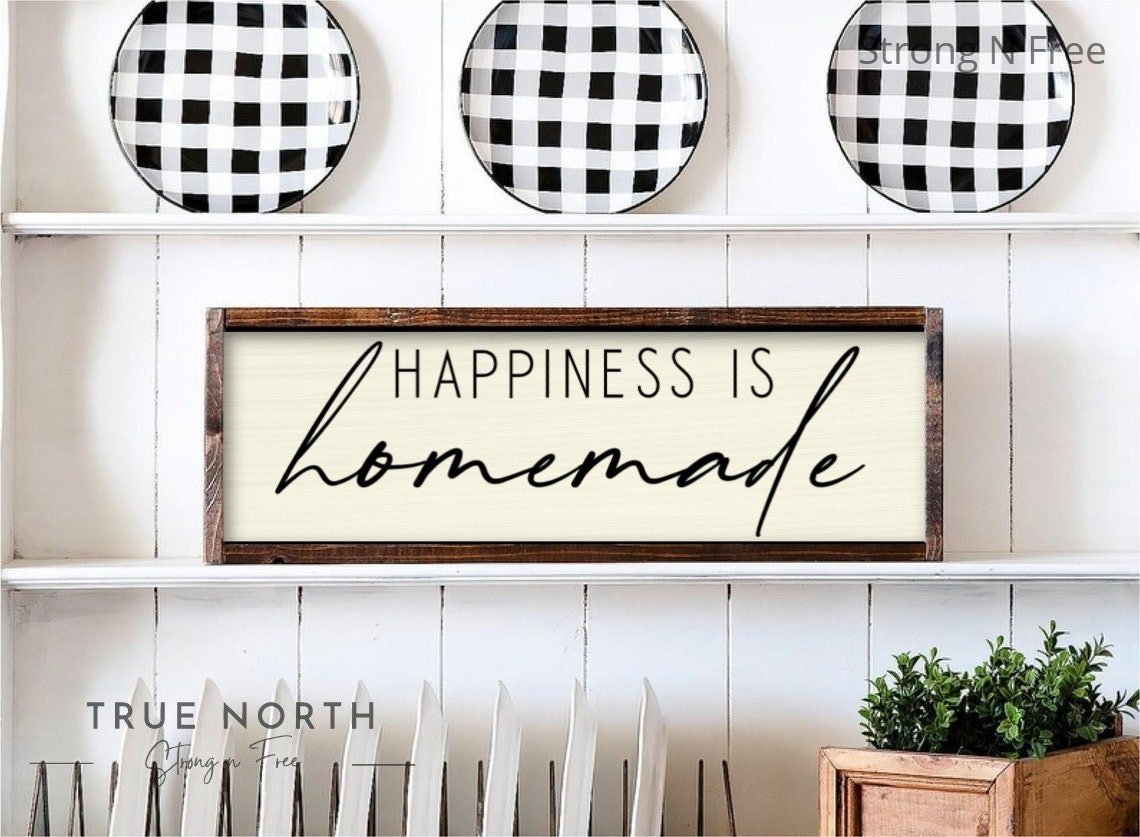 kitchen sign | happiness is homemade sign | wood sign | kitchen wall decor | farmhouse sign | farmhouse kitchen decor