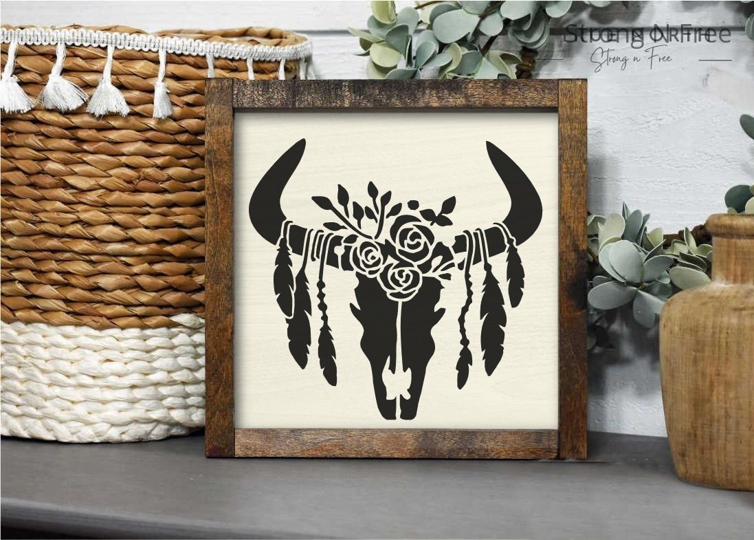 Cow Skull Sign, Farmhouse Decor, Boho Home Decor, Wooden Wall Signs, Farmhouse Signs, Signs, Farmhouse Wall Art