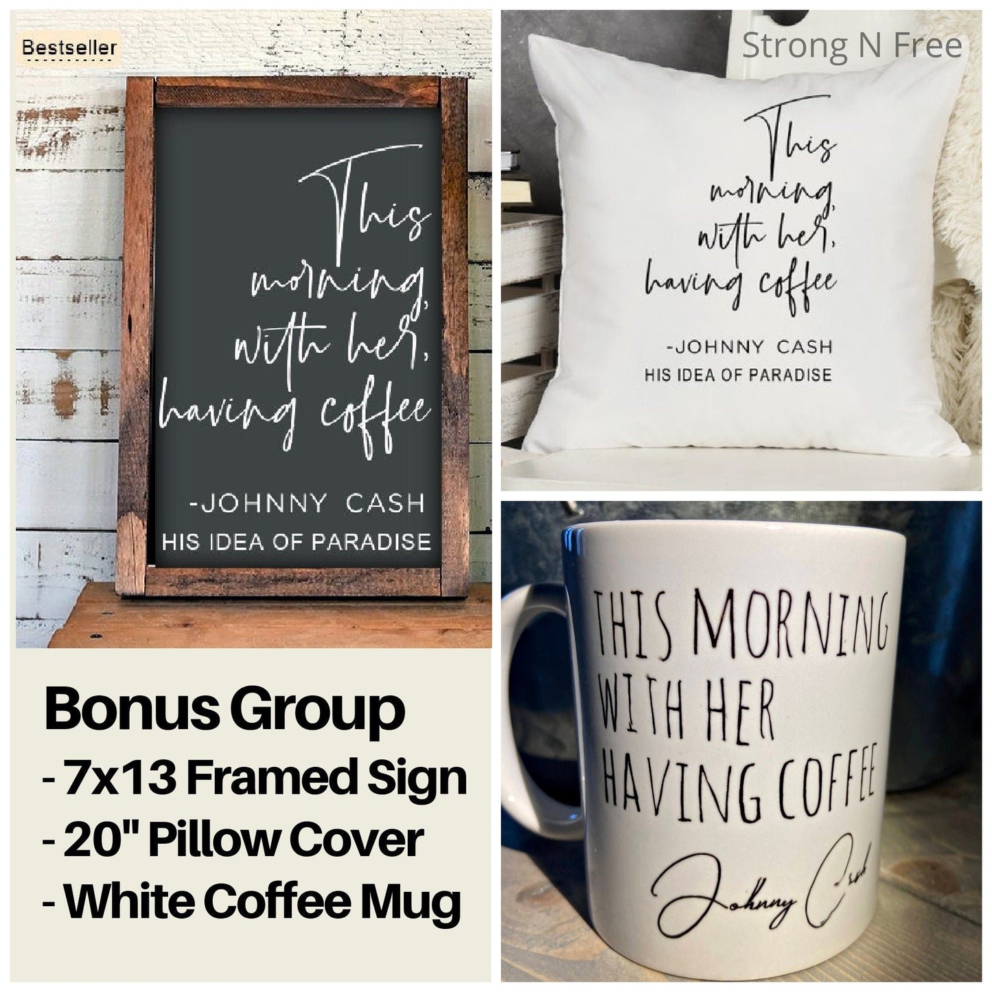 Wooden Sign ,This Morning With Her Having Coffee | Johnny Cash | wooden rustic sign | handmade | wedding gift | farmhouse decor