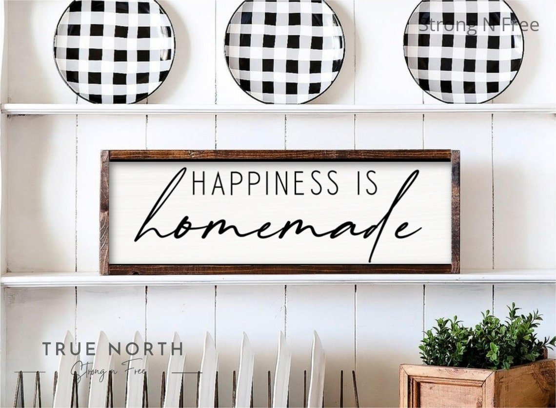 kitchen sign | happiness is homemade sign | wood sign | kitchen wall decor | farmhouse sign | farmhouse kitchen decor