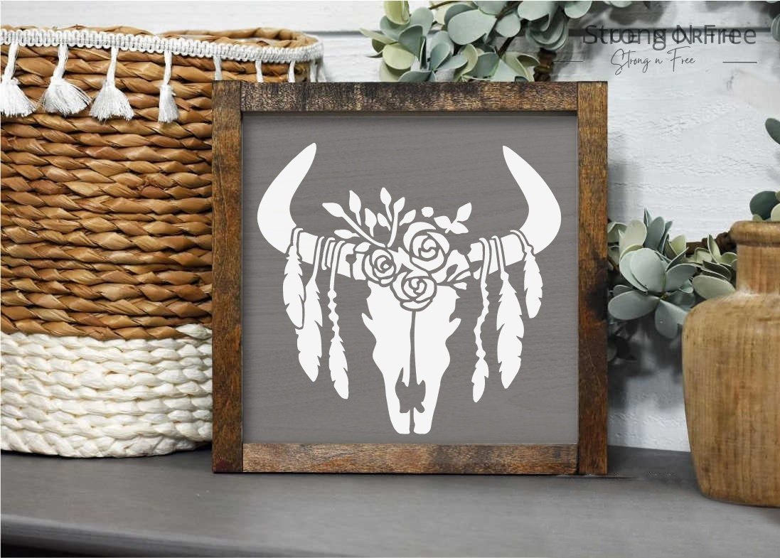 Cow Skull Sign, Farmhouse Decor, Boho Home Decor, Wooden Wall Signs, Farmhouse Signs, Signs, Farmhouse Wall Art
