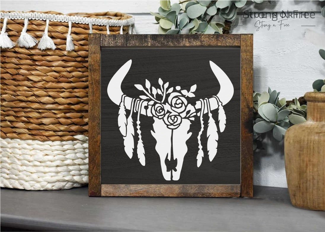 Cow Skull Sign, Farmhouse Decor, Boho Home Decor, Wooden Wall Signs, Farmhouse Signs, Signs, Farmhouse Wall Art