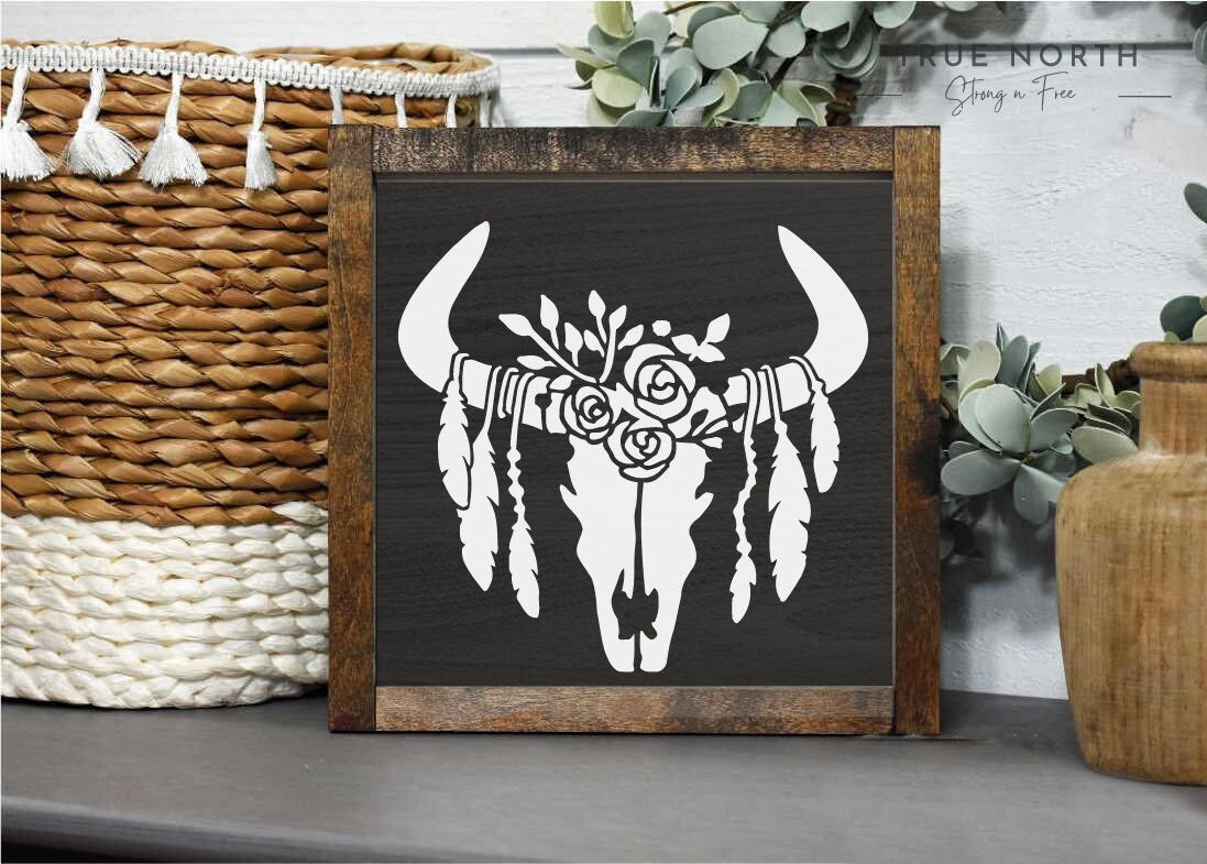 Cow Skull Sign, Farmhouse Decor, Boho Home Decor, Wooden Wall Signs, Farmhouse Signs, Signs, Farmhouse Wall Art