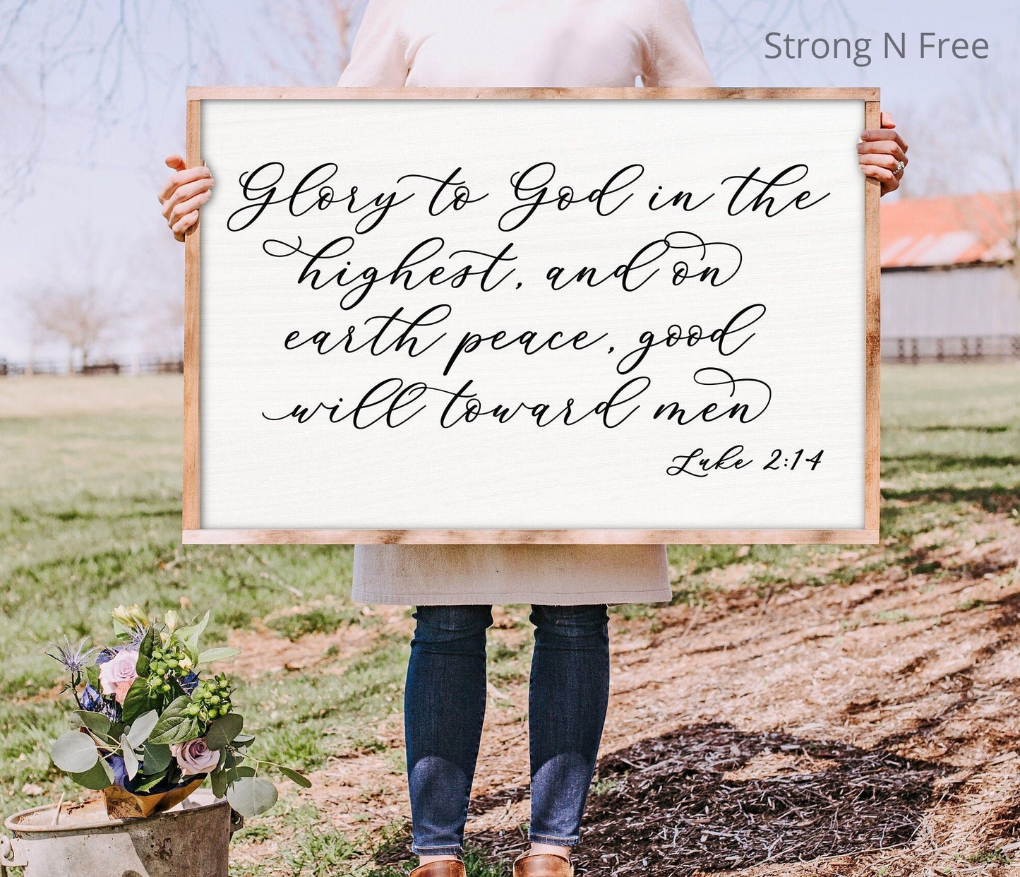 Wood Framed Sign - Glory To God , rustic home decor, gallery wall, housewarming gift, framed decor, farmhouse style, wall decor