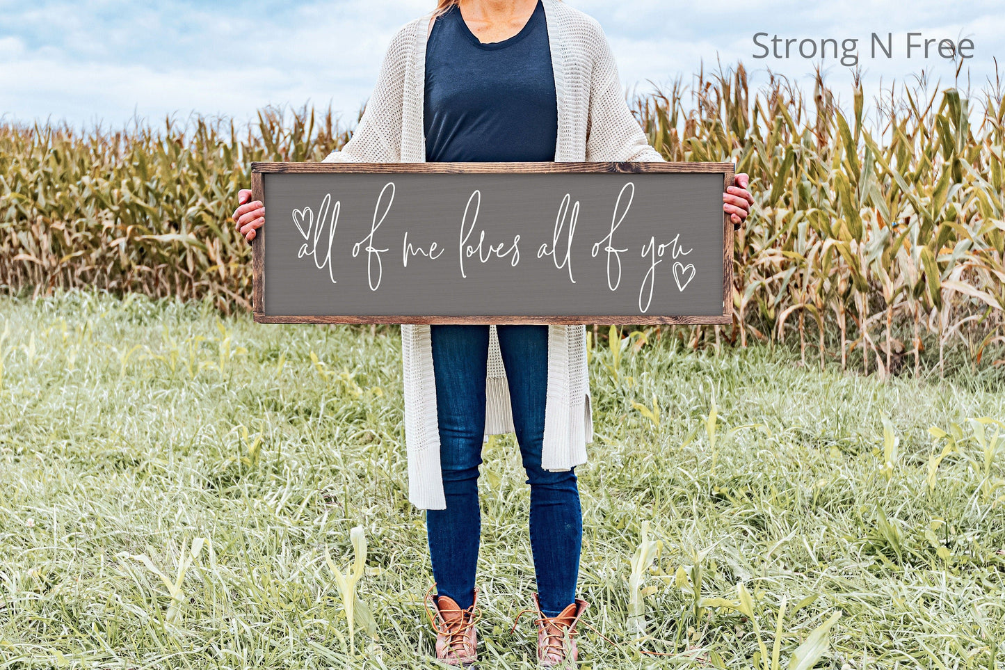 All Of Me Loves All Of You Sign - Farmhouse Home Sign - Wedding Sign - Rustic Wood Sign - Love Sign