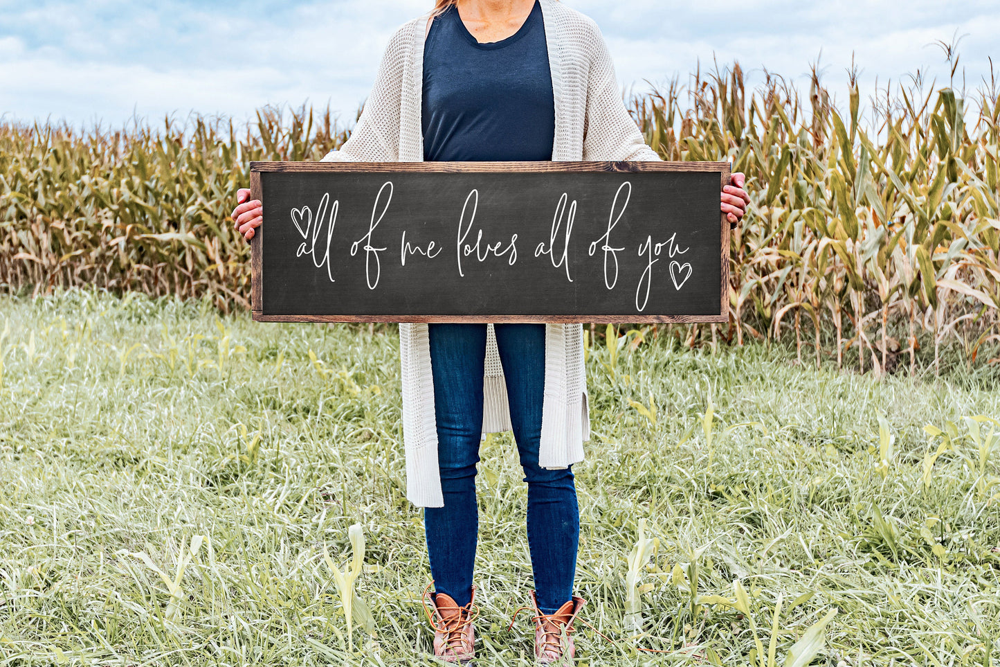 All Of Me Loves All Of You Sign - Farmhouse Home Sign - Wedding Sign - Rustic Wood Sign - Love Sign