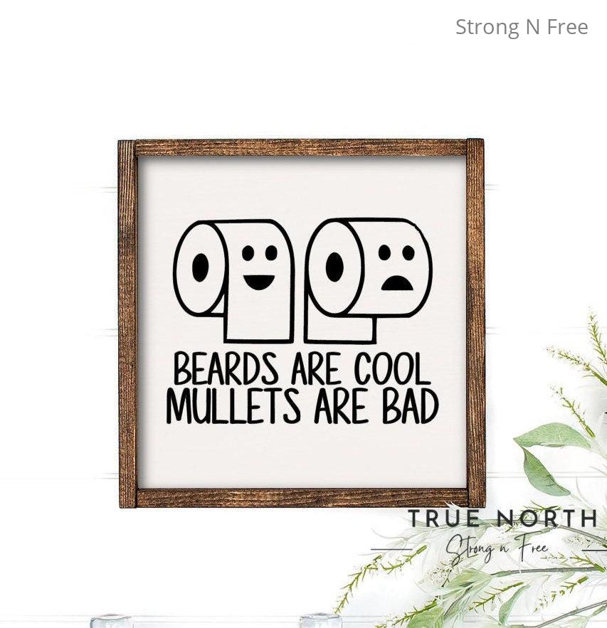 Beards and Mullets | Wooden Home Decor | House Warming Gift | Wall Art | Wooden Sign | Boho and Farm House Decor | Gift For Her