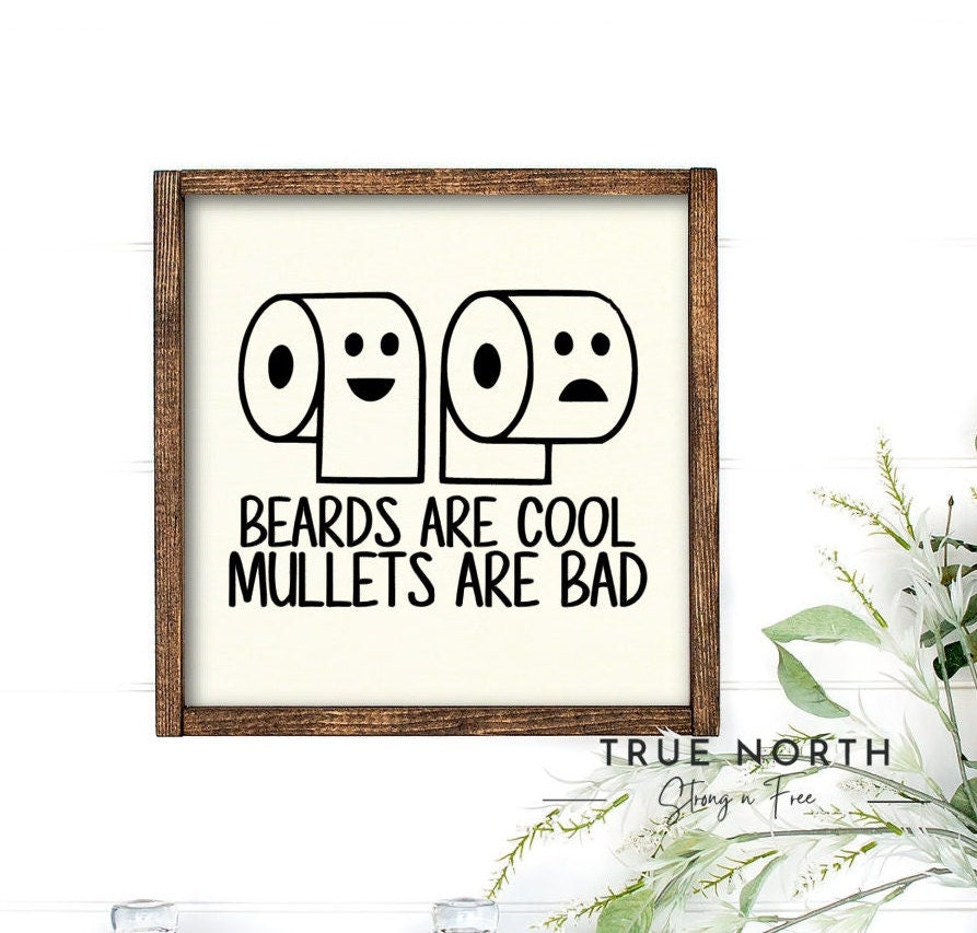 Beards and Mullets | Wooden Home Decor | House Warming Gift | Wall Art | Wooden Sign | Boho and Farm House Decor | Gift For Her