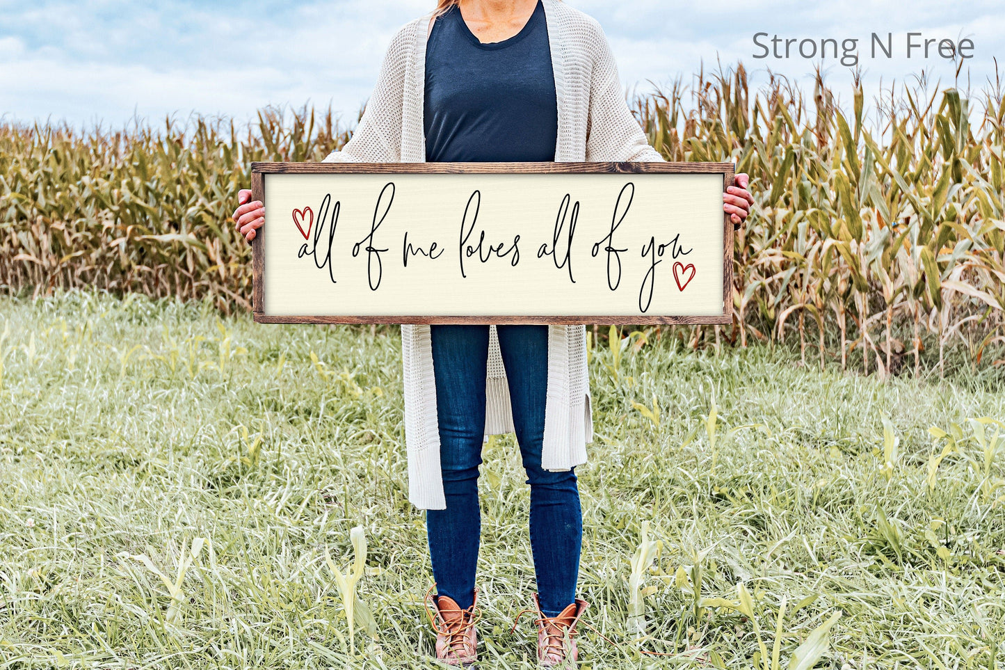 All Of Me Loves All Of You Sign - Farmhouse Home Sign - Wedding Sign - Rustic Wood Sign - Love Sign