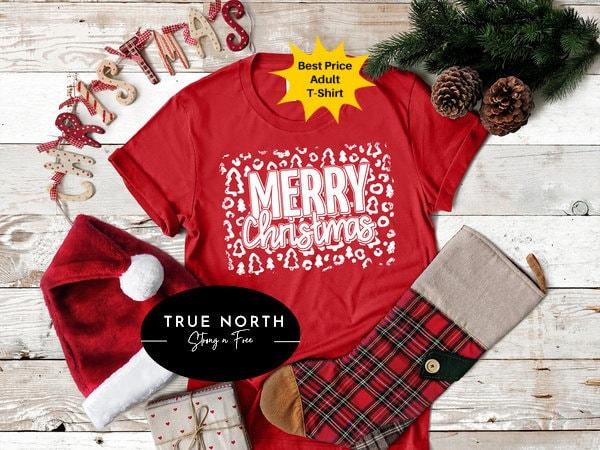 Ladies Merry Christmas Shirt, Women Christmas Shirt, Cute Christmas Shirt, Women Holiday Shirt, Leopard Print Christmas Tree Shirt,