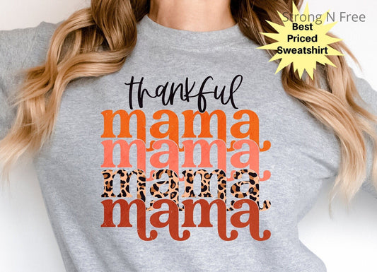 Thankful Mama Shirt, Thanksgiving Shirt, Mom Shirt, Leopard Shirt, Gift For Mom, Mothers Day Shirt, Thankful Mom Shirt .
