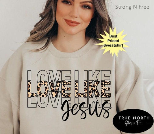 DTF Transfer Love Like Jesus , Trendy , Jesus Hoodie, Aesthetic Hoodie, Words on Back Hoodie, Trendy Hoodie