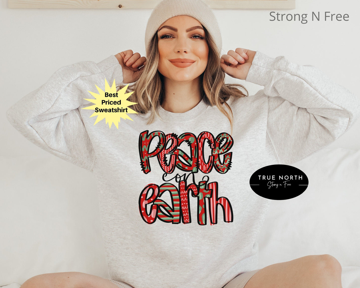 DTF Transfer Christmas Sweatshirt, Christmas Sweater, Christmas Crewneck, Christmas Tree Sweatshirt, Holiday Sweaters for Women, Winter Sweatshirt