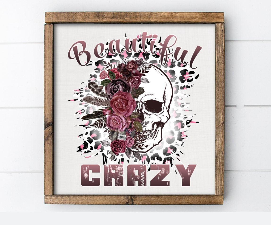 13" Framed Sign Beautiful Crazy Skull The Skull Wall Art Hanging, Wall Hanging, Beautiful Sign, Handmade Art, Housewarming Gift, Skull Art