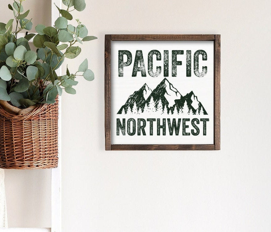 13" Framed Pacific Northwest Coastal Mood - Pacific Northwest Home Decor, Washington Landscape