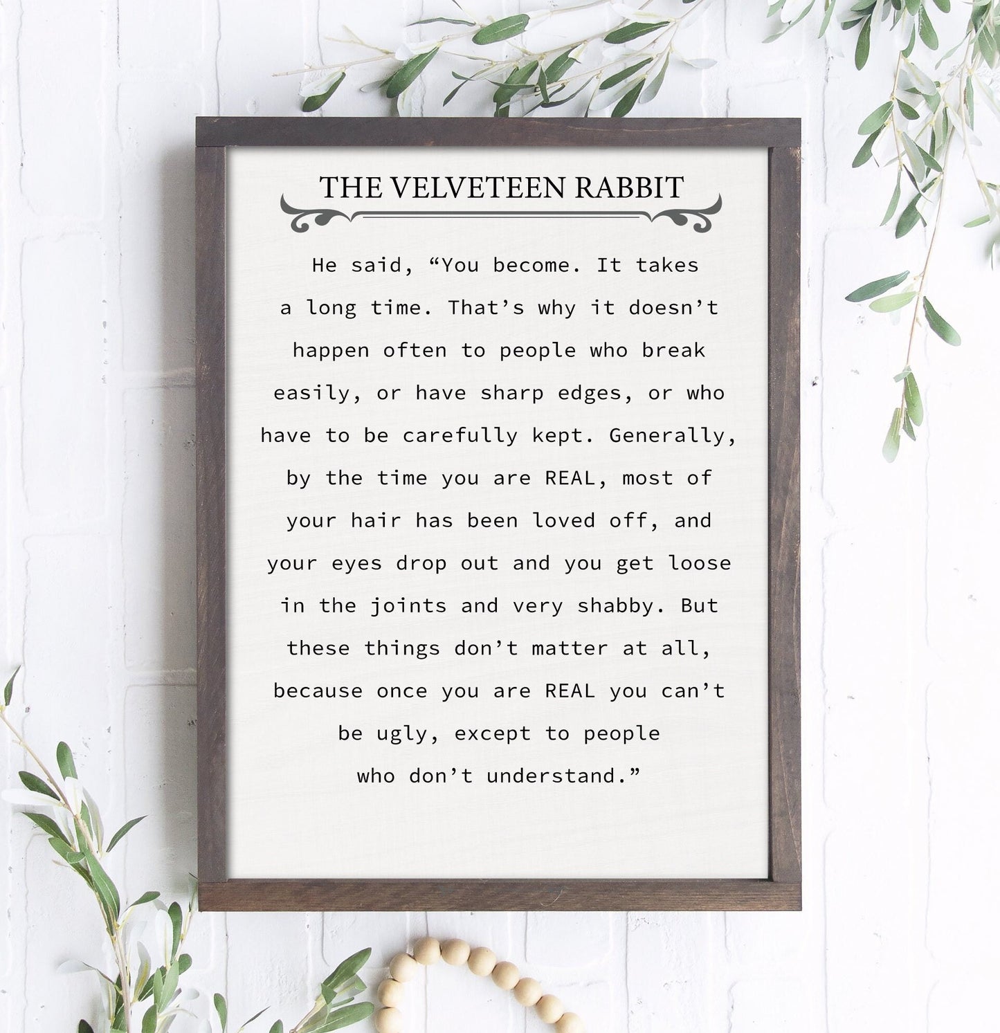 13"x25" The Velveteen Rabbit Wall Art | Velveteen Rabbit Sign | Velveteen Rabbit Quote Print Velveteen Rabbit Nursery The Velveteen Rabbit