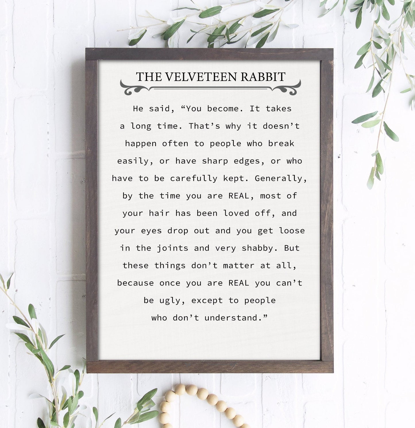 13"x25" The Velveteen Rabbit Wall Art | Velveteen Rabbit Sign | Velveteen Rabbit Quote Print Velveteen Rabbit Nursery The Velveteen Rabbit