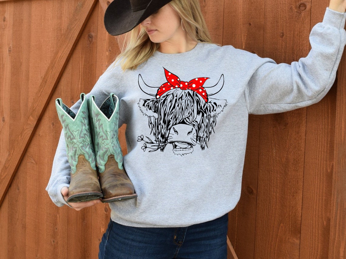 DTF Transfer Highland Cow , Western , Country , Cow , Farm Life, Country Girl, Cowgirl , Southern , Rodeo , Boho .