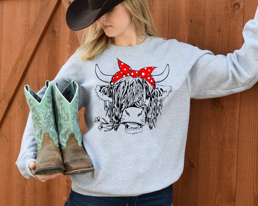 DTF Transfer Highland Cow , Western , Country , Cow , Farm Life, Country Girl, Cowgirl , Southern , Rodeo , Boho .
