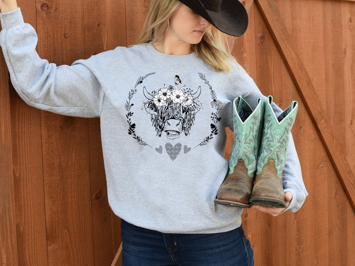DTF Transfer Highland Cow , Western , Country , Cow , Farm Life, Country Girl, Cowgirl , Southern , Rodeo , Boho .