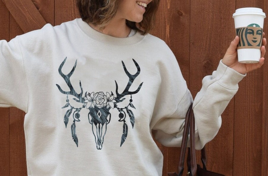 Cow Skull Shirt, Western Aztec Bull Skull Shirt, Boho Cow Skull, Western Gift, Cowgirl Shirt, Southern Tee, Rodeo T-shirt, Country Shirt .