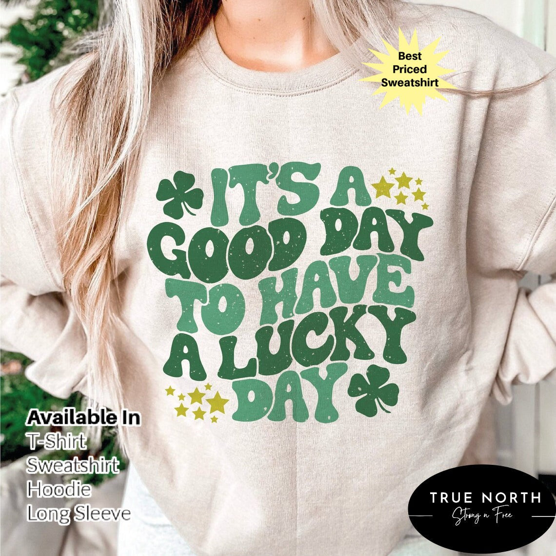 Lucky Sweatshirt, Clover Sweatshirt, St Patricks Day Sweatshirt, Saint Patrick's Pullover, Lucky Sweater, Clovers, Simple Holiday Sweater,