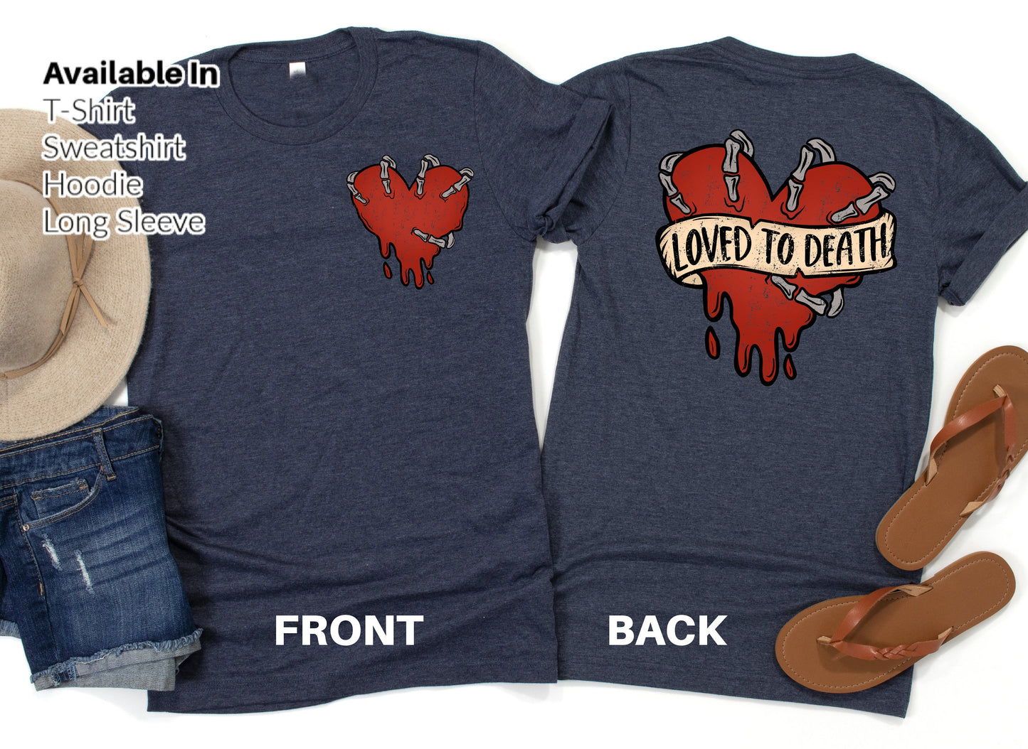 DTF Transfer Loved To Death , Valentines Day , Skeleton Heart , Burn Baby Burn , Skeleton Design, Dead Inside