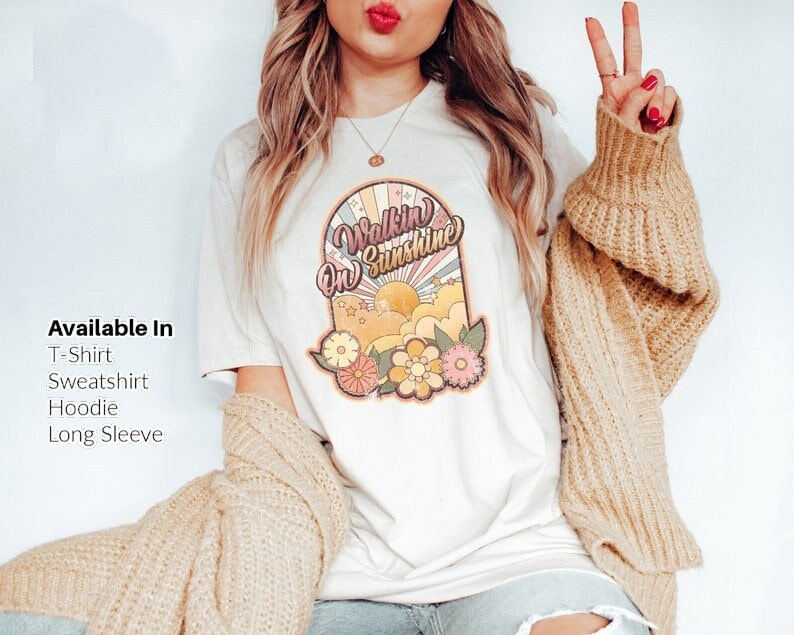 DTF Transfer Walking On Sunshine , Summer , Beach Life , Vintage Sublimation , Sunshine , Bo ho , Graphic