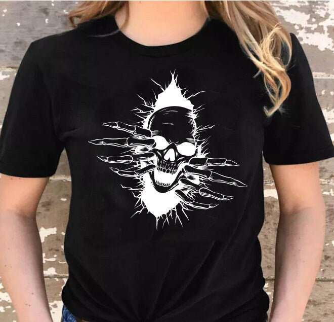 Skull In The Wall Shirt, Halloween Shirt , Skeleton Shirt , Skull Shirt , Ghost Shirt , Horror Shirt, Spooky Shirts,Scary Skeleton Tee